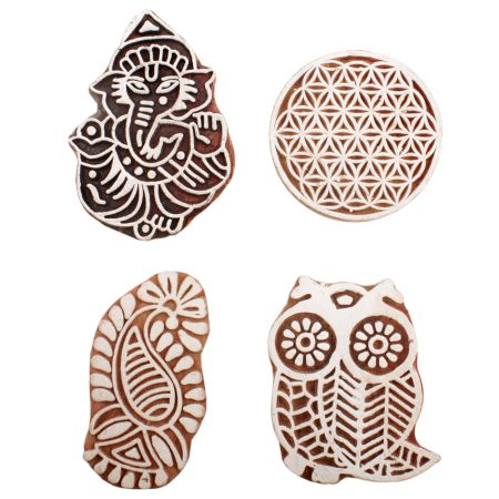 Set of 4 Piece New Mix Wooden Printing Block
